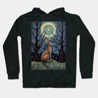 Hare, Pagan Hare, Pagan Art, Moon, Animal, Hoodie